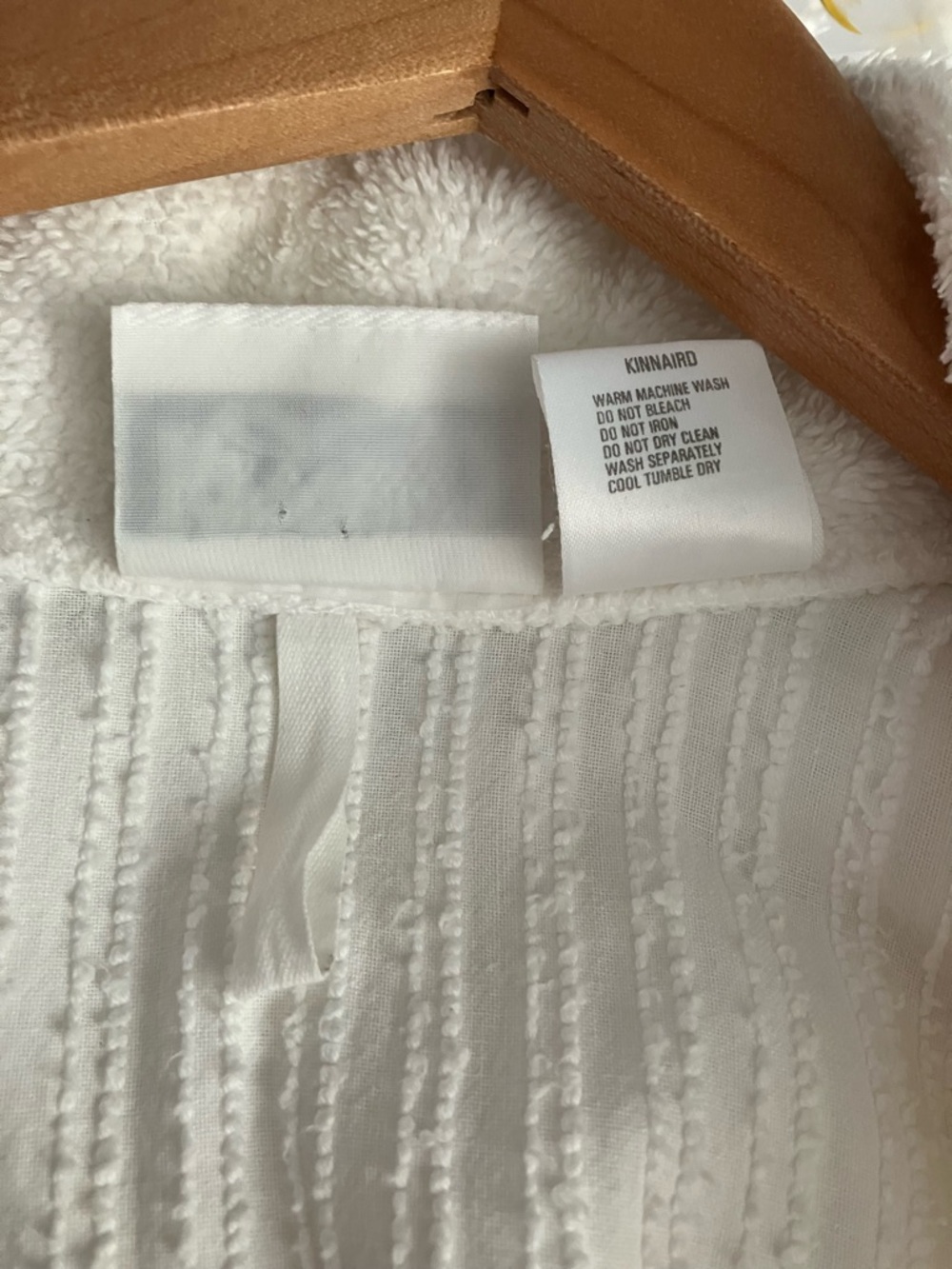 Kinnaird White Chenille Cotton Wrap Robe with Embroidered Gold Trim Medium - Picture 4 of 5